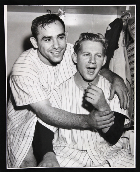 1950 Yogi Berra Whitey Ford New York Yankees 6.75" x 8.5" Original Photo