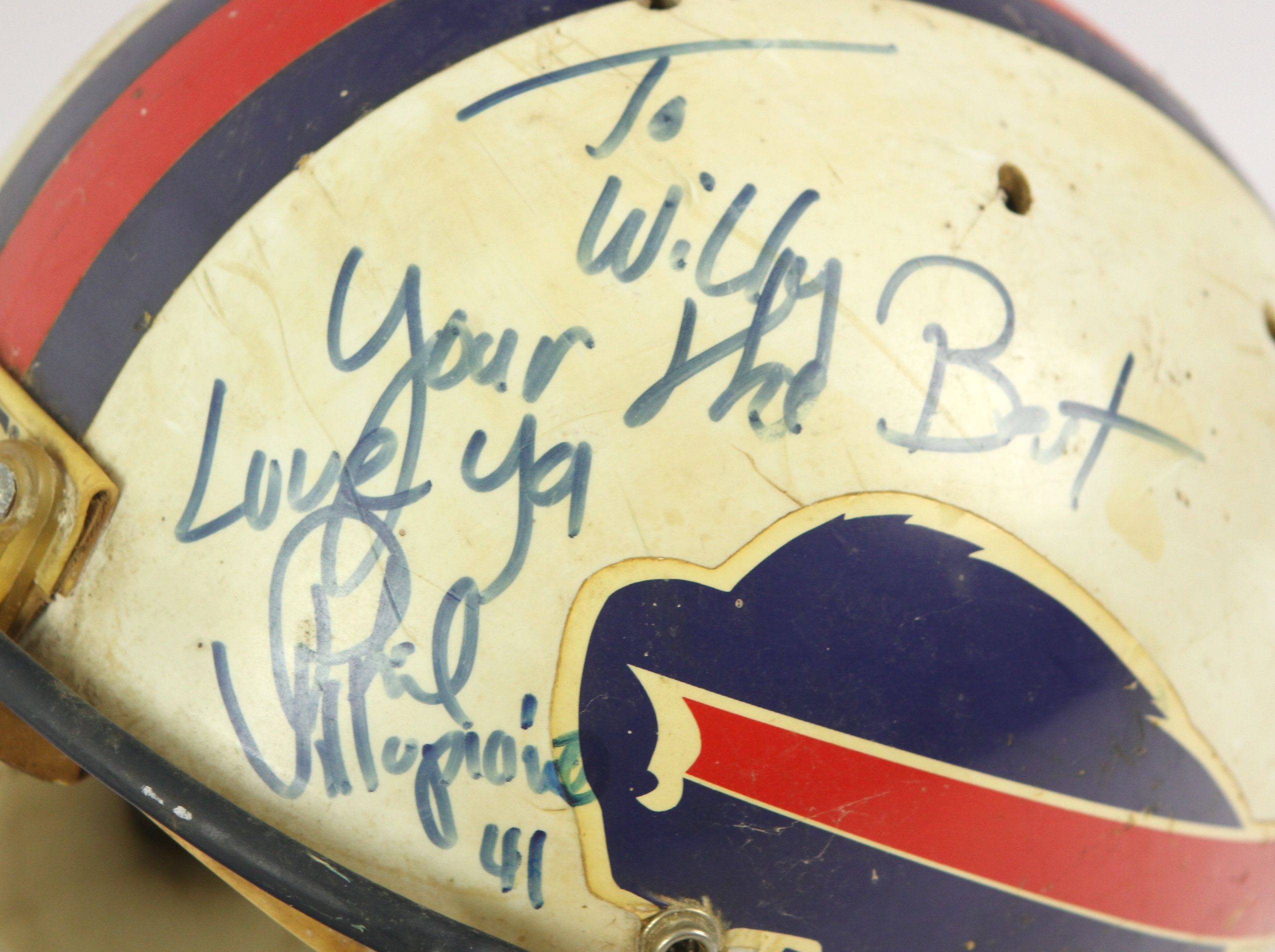 Lot Detail - 1980-83 Phil Villapiano Buffalo Bills Signed Game Worn Helmet  (MEARS LOA/*JSA*)