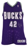 1995-96 Vin Baker Milwaukee Bucks Signed Road Jersey (MEARS LOA/JSA)