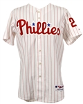 2005 Mike Lieberthal Philadelphia Phillies Signed Game Worn Home Jersey & Alternate Cap (MEARS LOA/JSA)