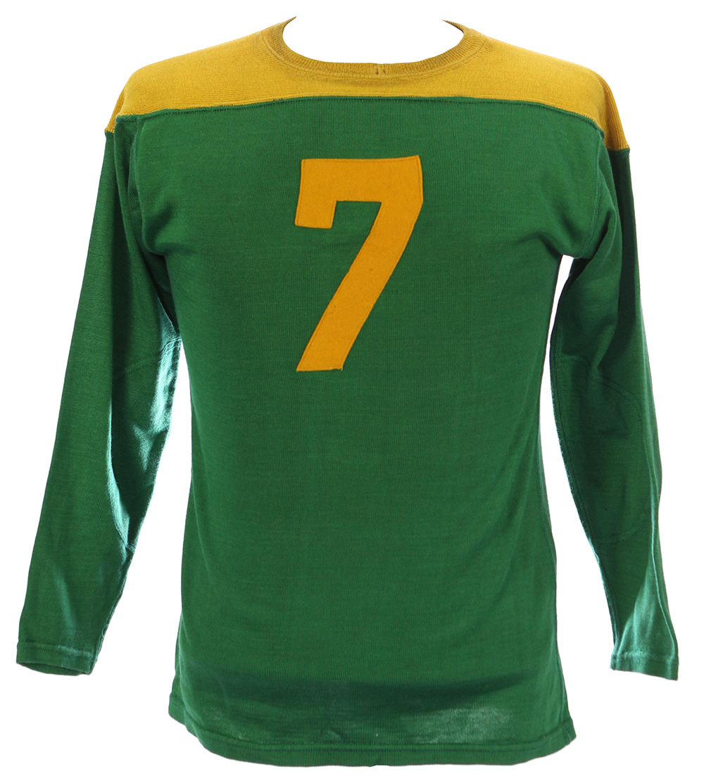 Lot Detail - 1940's Green & Gold #7 Game Worn Durene Football Jersey ...