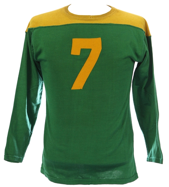 1940s Green & Gold #7 Game Worn Durene Football Jersey (MEARS LOA)
