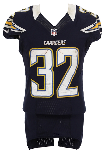 2012 (November 1) Eric Weddle San Diego Chargers Game Worn Home Jersey (MEARS LOA/Team Letter)