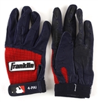 2012-14 Yadier Molina St. Louis Cardinals Game Worm Franklin Batting Gloves (MEARS LOA)