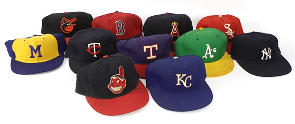 1966-94 MLB Game Worn Cap Collection - Lot of 11 w/ 1971 White Sox & 1974 Brewers First Year Styles and More (MEARS LOA) Ken Sanders Collection