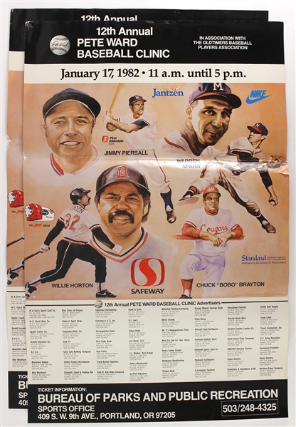 1982 Pete Ward Baseball Clinic 24" x 36" Poster - Lot of 2 (Warren Spahn Estate)