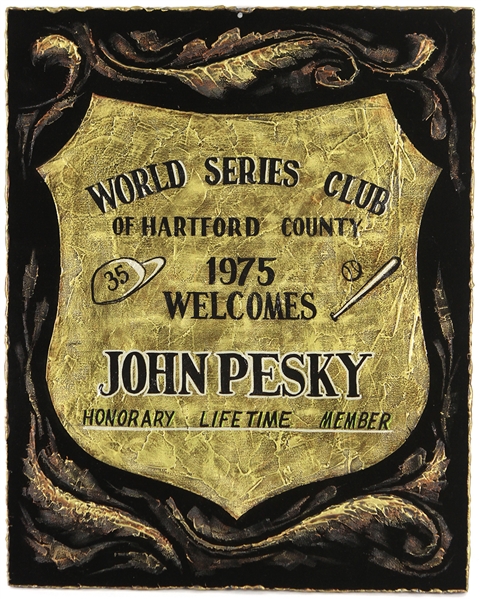 1975 Johnny Pesky Boston Red Sox Hartford County World Series Club Lifetime Member 16" x 20" Framed Display