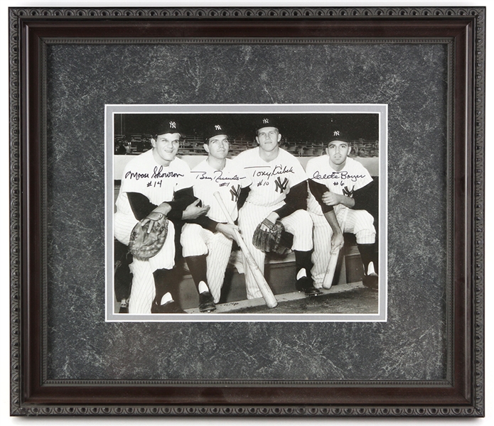 1990s Moose Skowron Bobby Richardson Tony Kubek Clete Boyer Signed 14" x 17" Framed Photo (JSA) Ken Sanders Collection