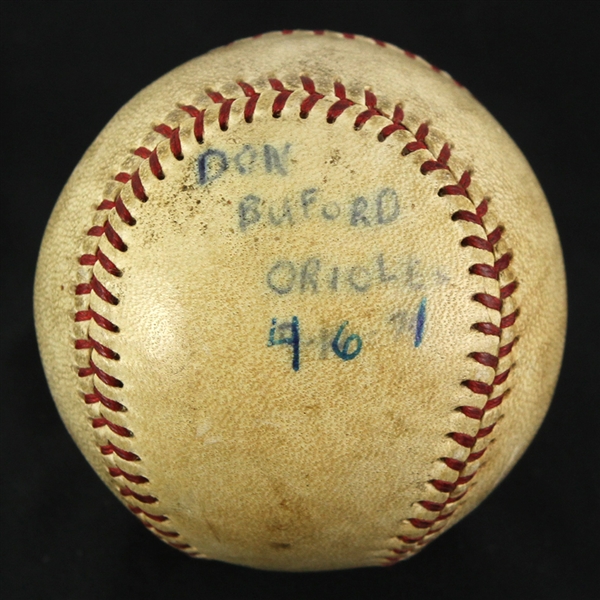 1971 (April 16) Don Buford Baltimore Orioles OAL Cronin Memorial Stadium Game Used Home Run Baseball (MEARS LOA)