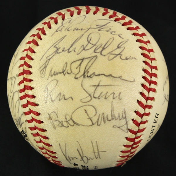 1984-86 Pittsburgh Pirates Multi Signed ONL Feeney Baseball w/ 23 Signatures Including Luis Tiant, Frank Thomas, Harvey Haddix & More (JSA)