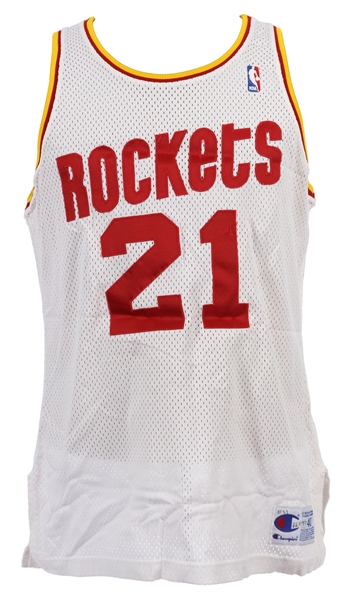 1990s Sleepy Floyd Houston Rockets Game Worn Home Jersey (MEARS LOA)