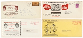 1956-68 World Championship Boxing Bouts Envelope Collection - Lot of 4 w/ Floyd Patterson, Joe Frazier, Nino Benvenuti & More 