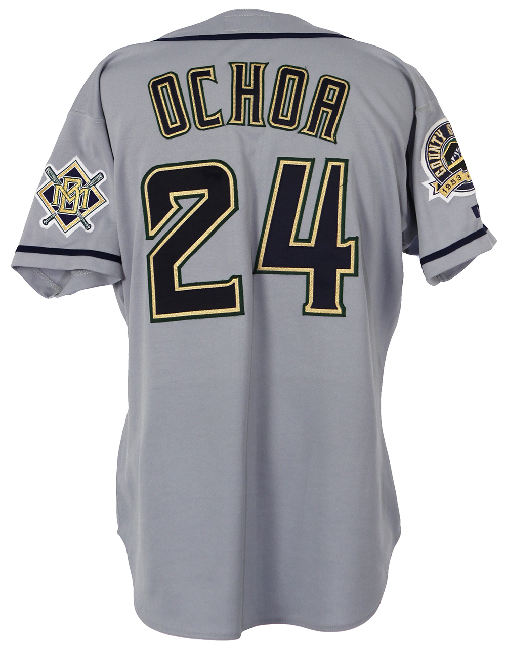 Lot Detail - 1999 Alex Ochoa Milwaukee Brewers Game Worn Road Jersey ...