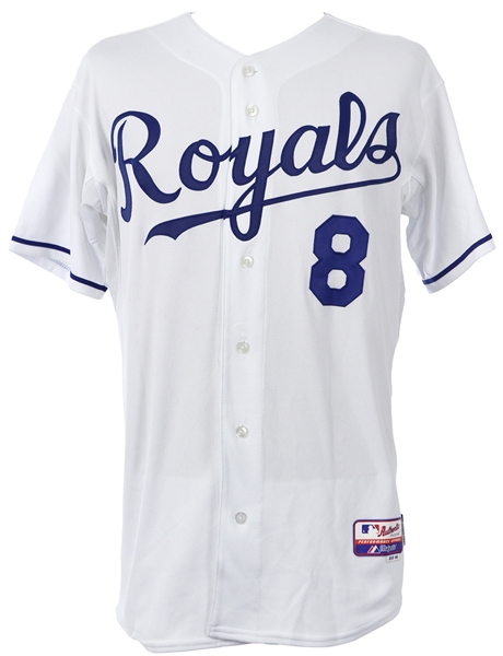 2008 Mike Barnett Kansas City Royals Game Worn Home Cool Base Jersey (MEARS LOA)