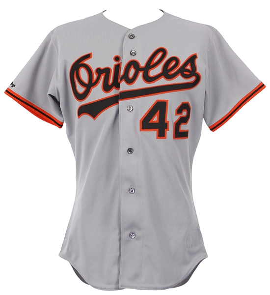 1991 Brown #42 Baltimore Orioles Spring Training Road Jersey (MEARS LOA)