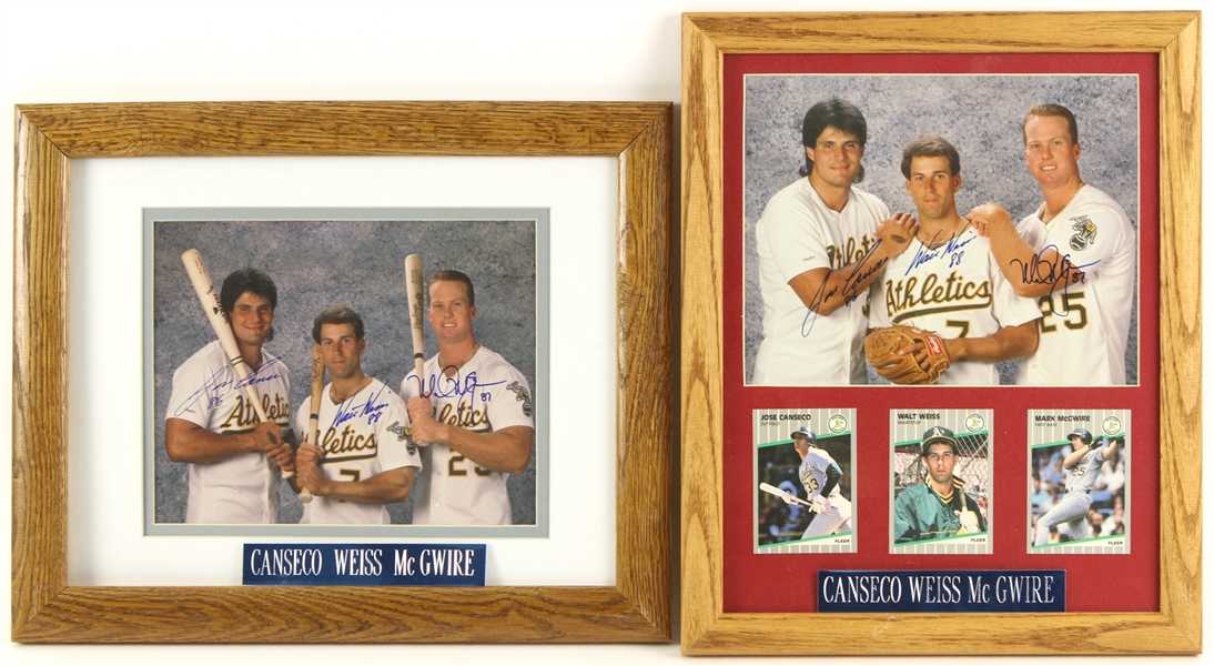 1986-88 Jose Canseco Mark McGwire Walt Weiss Oakland As Signed Rookie of the Year Framed Displays - Lot of 2 (JSA)