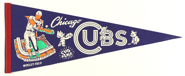 1960s Chicago Cubs Wrigley Field Cub Power 29" Full Size Pennants - Lot of 2