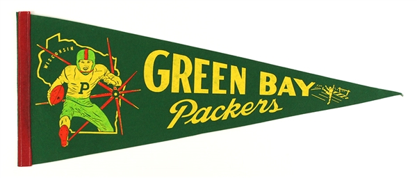 1950s Green Bay Packers 29" Full Size Pennants- Lot of 2