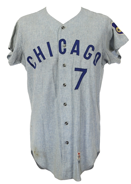 1971 Peanuts Lowrey Chicago Cubs Game Worn Road Jersey (MEARS A8) Last Cubs Flannel Jersey