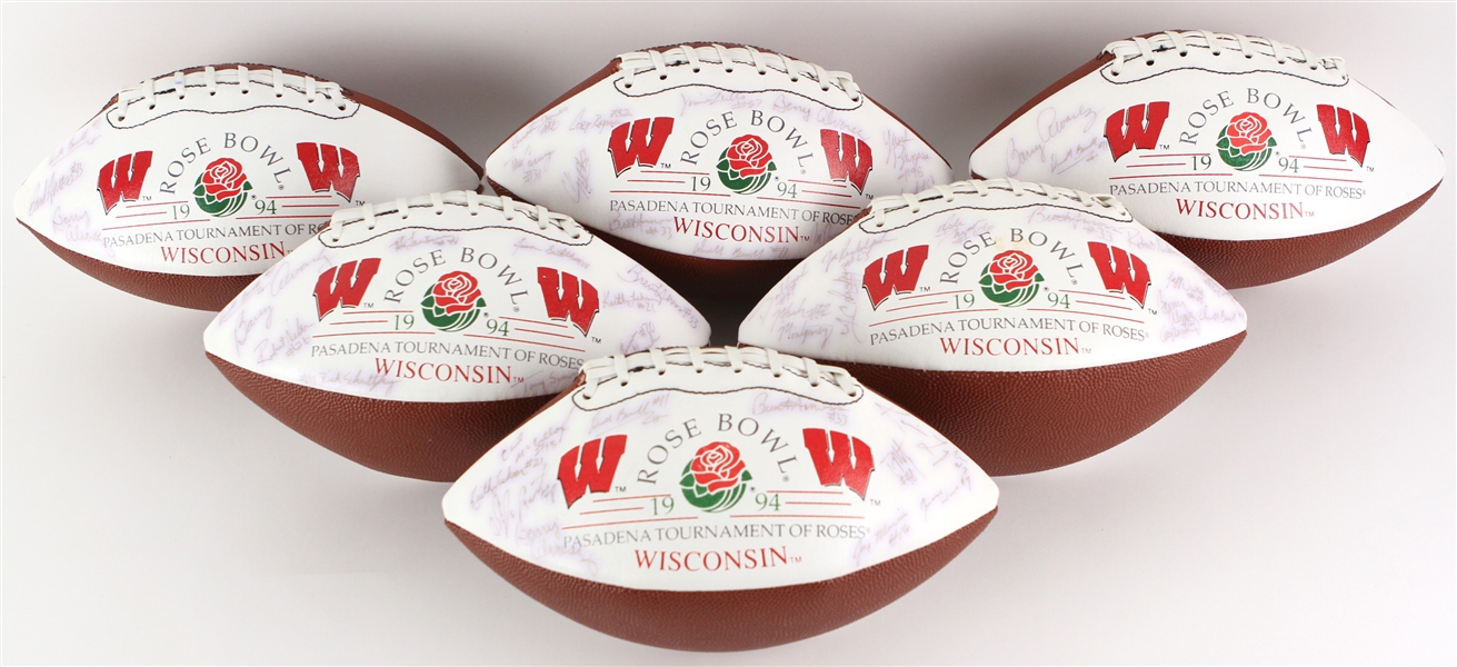 1994 Wisconsin Badgers Rose Bowl Champions Team Signed Footballs - Lot of 9 (JSA)