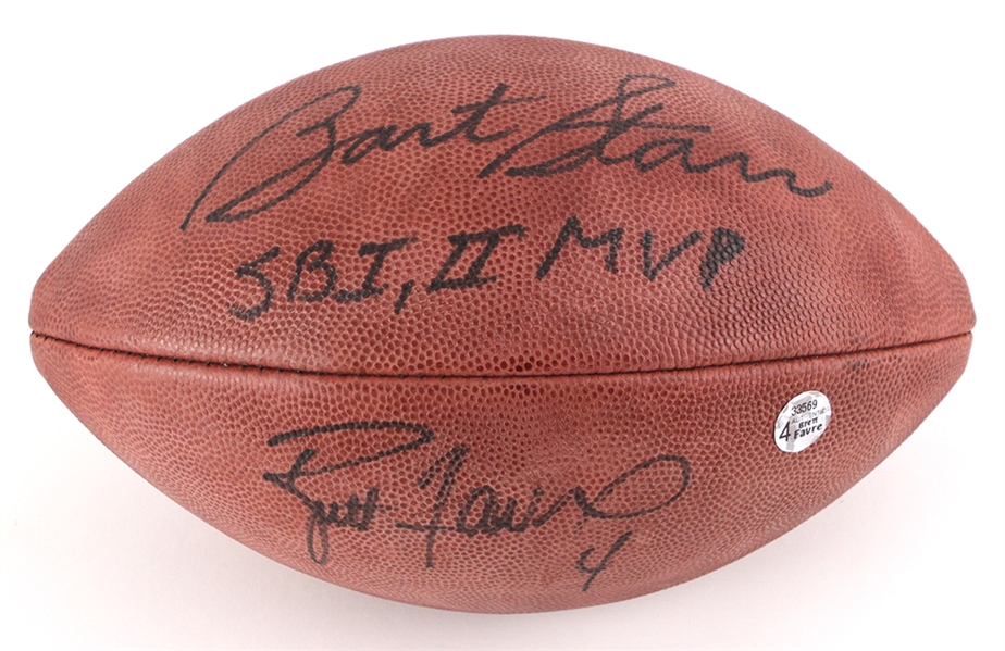 1990s Bart Starr Brett Favre Green Bay Packers Signed ONFL Tagliabue Football (JSA)