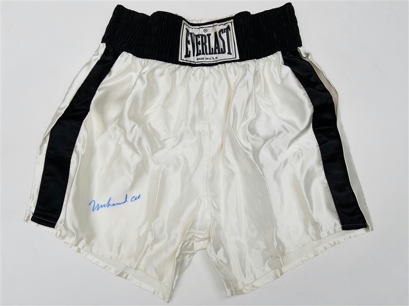 1980s Muhammad Ali World Heavyweight Champion Signed Everlast Boxing Trunks (JSA)