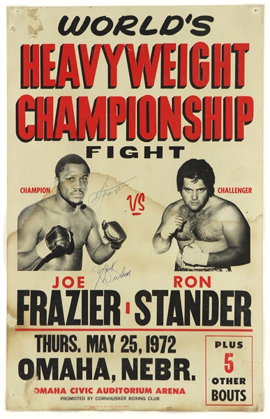 1972 Joe Frazier Yank Durham Signed 14" x 22" World Heavyweight Championship Fight Broadside (JSA)