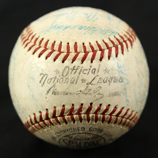 1959 Milwaukee Braves Team Signed ONL Giles Baseball w/ 27 Signatures Including Hank Aaron, Eddie Mathews, Warren Spahn & More (JSA)