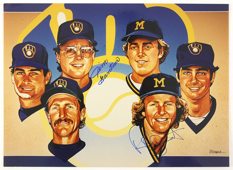 1992 circa Robin Yount & Jim Gantner Signed 8x10 Color Photo (JSA)