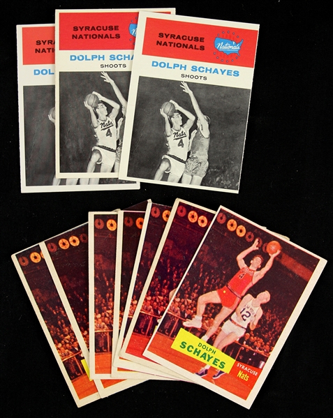 1957 Dolph Schayes Topps Card (7) & 1961 Fleer (3) Cards