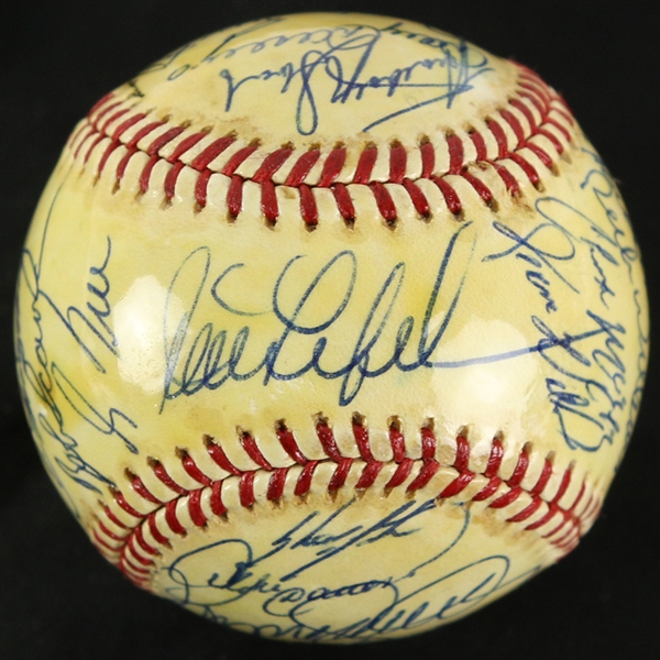 1992 Chicago Cubs Team Signed ONL White Baseball w/ 27 Signatures Including Greg Maddux, Ryne Sandberg, Andre Dawson, Billy Williams & More (JSA)