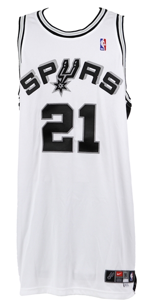 2002-03 Tim Duncan San Antonio Spurs Game Worn Home Jersey (MEARS LOA) NBA Championship Season