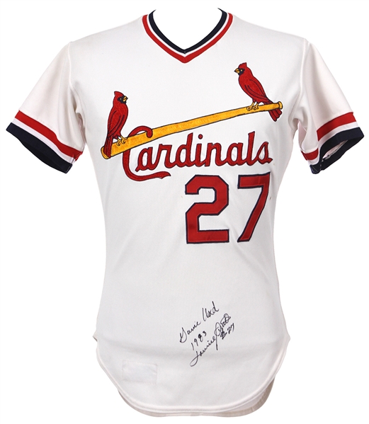 1983 Lonnie Smith St. Louis Cardinals Signed Game Worn Home Jersey (MEARS A9/JSA)