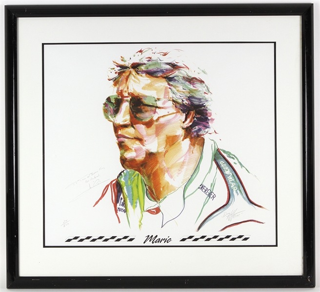 1995 Mario Andretti Champion Indy Car Racer Signed 35" x 38" Framed Lithograph (JSA) 24/500