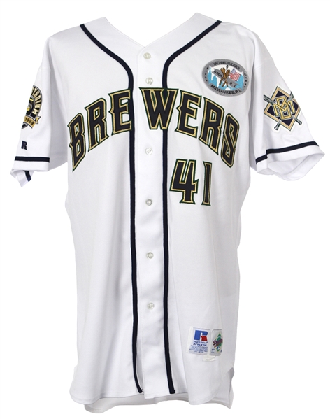 Lot Detail - 1999 Kyle Peterson Milwaukee Brewers Game Worn Home Jersey  (MEARS LOA)