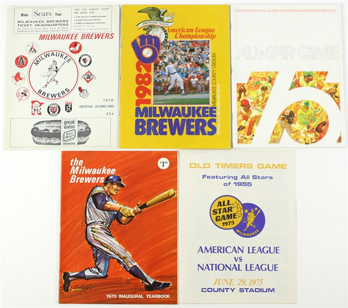 1970-1982 Milwaukee Brewers Program Collection (5)