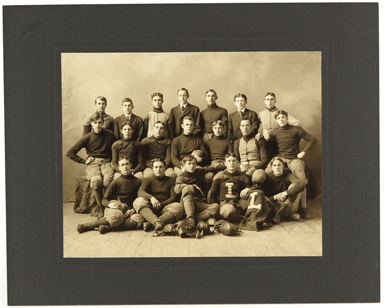 1900s-10s Lewiston Maine High School Football Team 16" x 20" Matted Studio Portrait