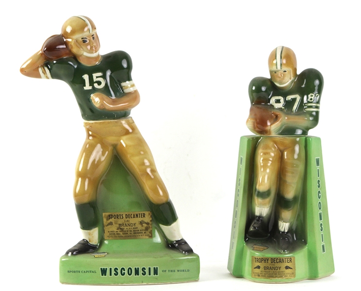 1970-71 Green Bay Packers Royal Haliburton Whiskey Decanters - Lot of 2 - Featuring #15 Bart Starr