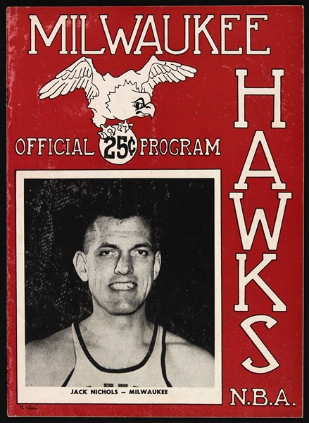 1953 Milwaukee Hawks Jack Nichols Program