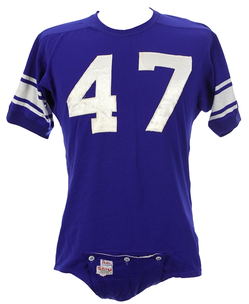 1960s Blue Durene #47 Game Worn Sand Knit Football Jersey (MEARS LOA) 