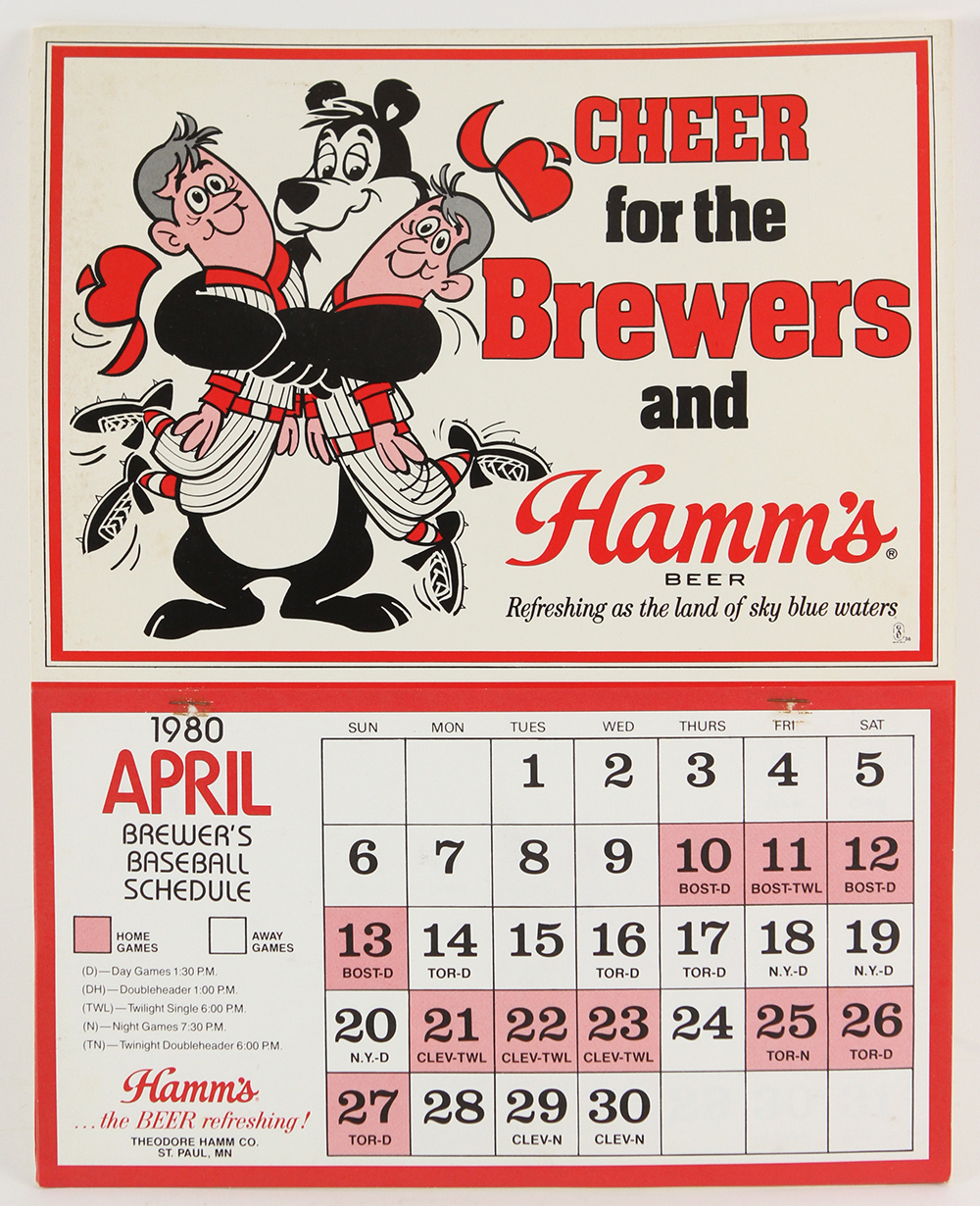 Lot Detail 1980 Milwaukee Brewers 11" x 14" Hamms Beer Wall Schedules