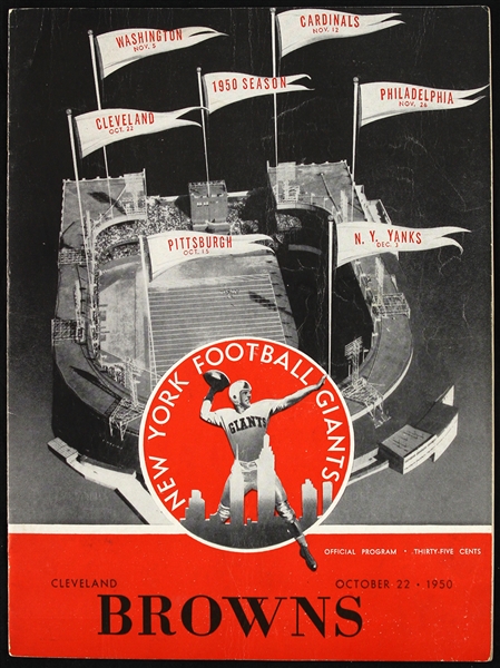 1950 (October 22nd) Cleveland Browns vs. New York Giants Program