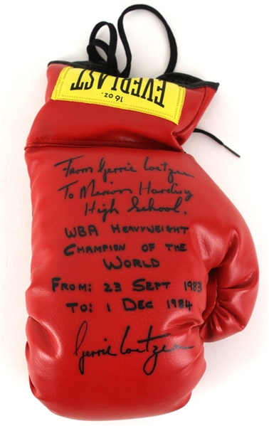 1980s Gerrie Coetzer World Heavyweight Champion Signed & Inscribed Everlast Boxing Glove (JSA)