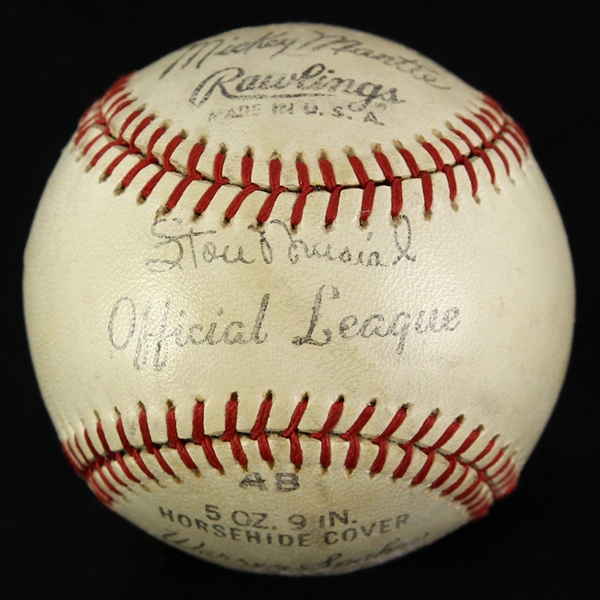 1950s Rawlings Official League Baseball w/ 8 Facsimile Stamped Signatures Including Mickey Mantle, Stan Musial, Duke Snider & More