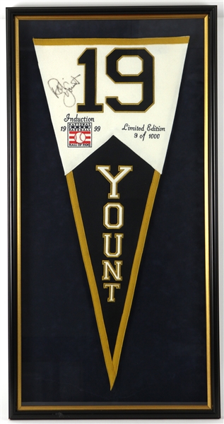 1999 Robin Yount Milwaukee Brewers Signed 24" x 47" Framed Hall of Fame Pennant (JSA) 9/1,000