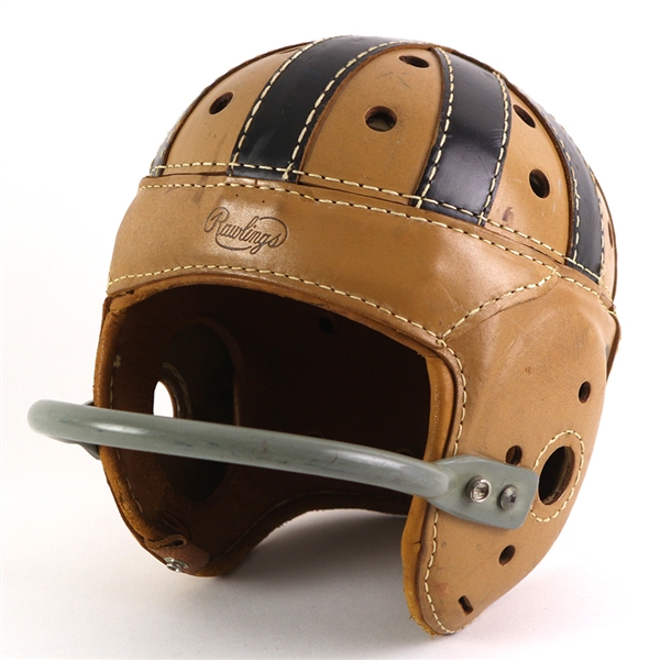 1930s-40s Rawlings Game Worn Leather Football Helmet w/ Facemask (MEARS LOA)