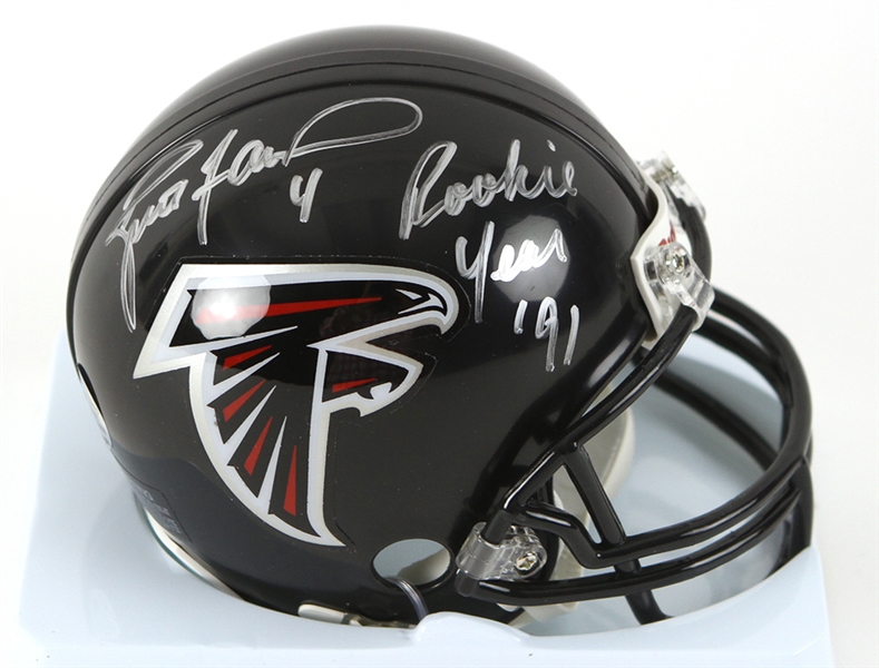 2013 Brett Favre Atlanta Falcons Signed &Inscribed "Rookie Year 91" Mini Helmet (JSA)