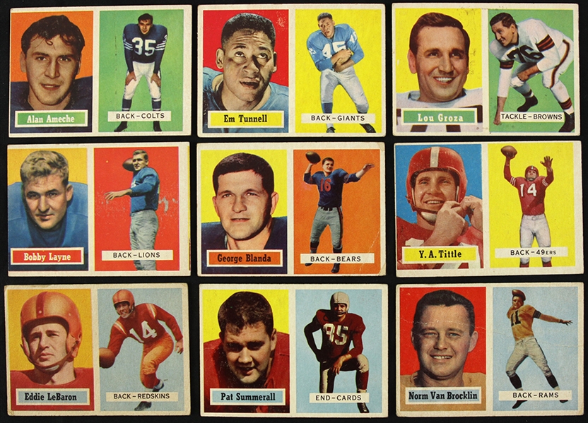 1957 Topps Football Trading Cards - Lot of 113 Cards