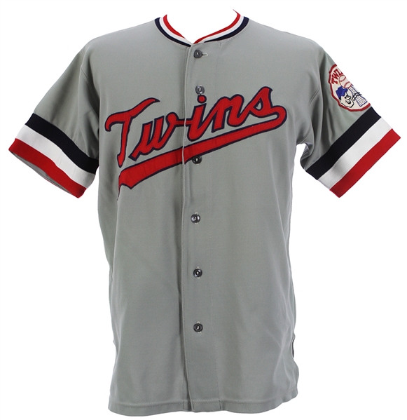 1972 Rick Demspey/Mike Adams Minnesota Twins Game Worn Road Jersey (MEARS LOA) First Year Knit/One Year Style