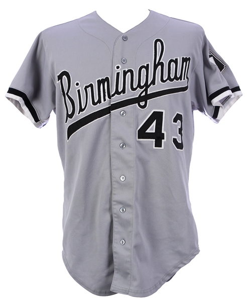 1994 Birmingham Barons #43 Game Worn Road Jersey (MEARS LOA)